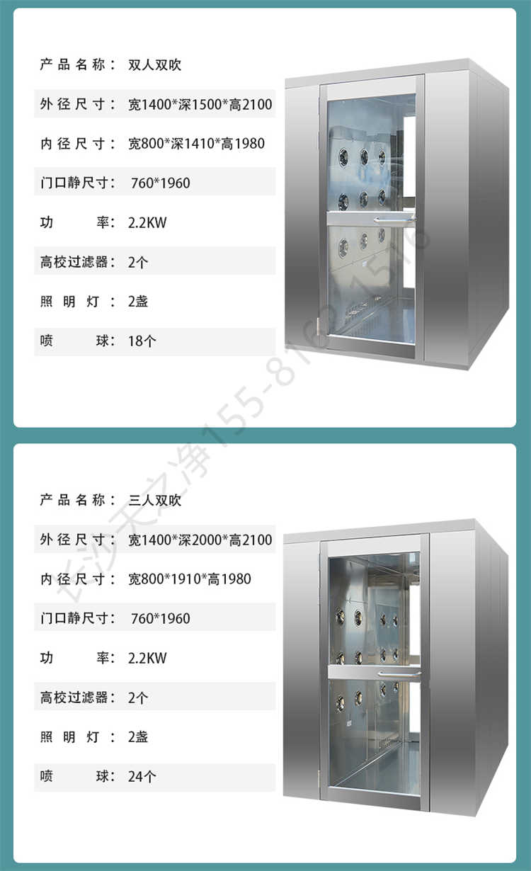 長沙天之凈不銹鋼風淋室生產-產品參數2